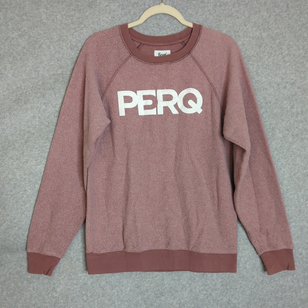 Feat PERQ Sweatshirt Women's Small‎ Rose Raglan Crewneck Pullover Comfy blanket